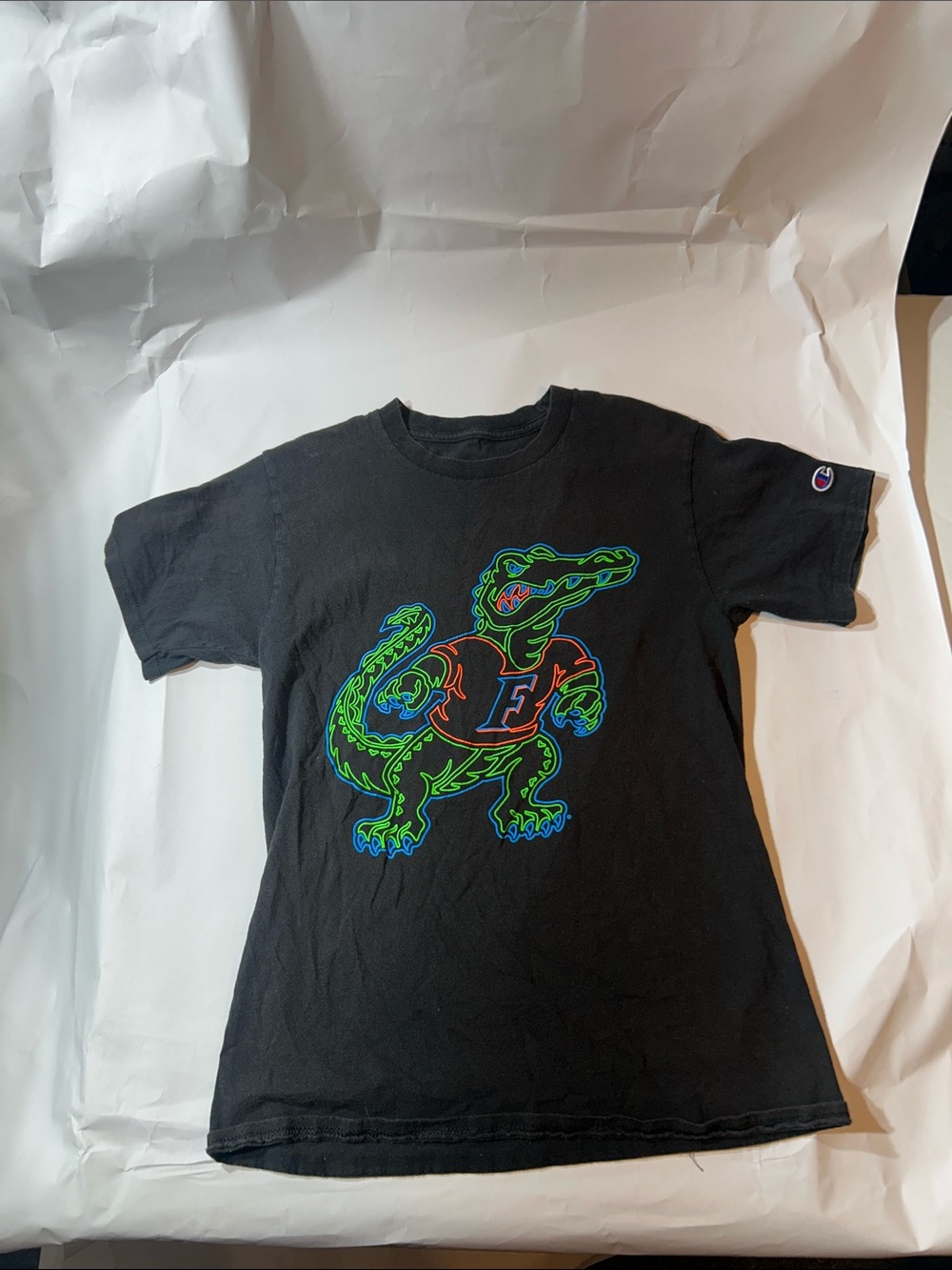 Champion Florida Gators Black T-Shirt with Neon Mascot Graphic - Picture 1 of 4